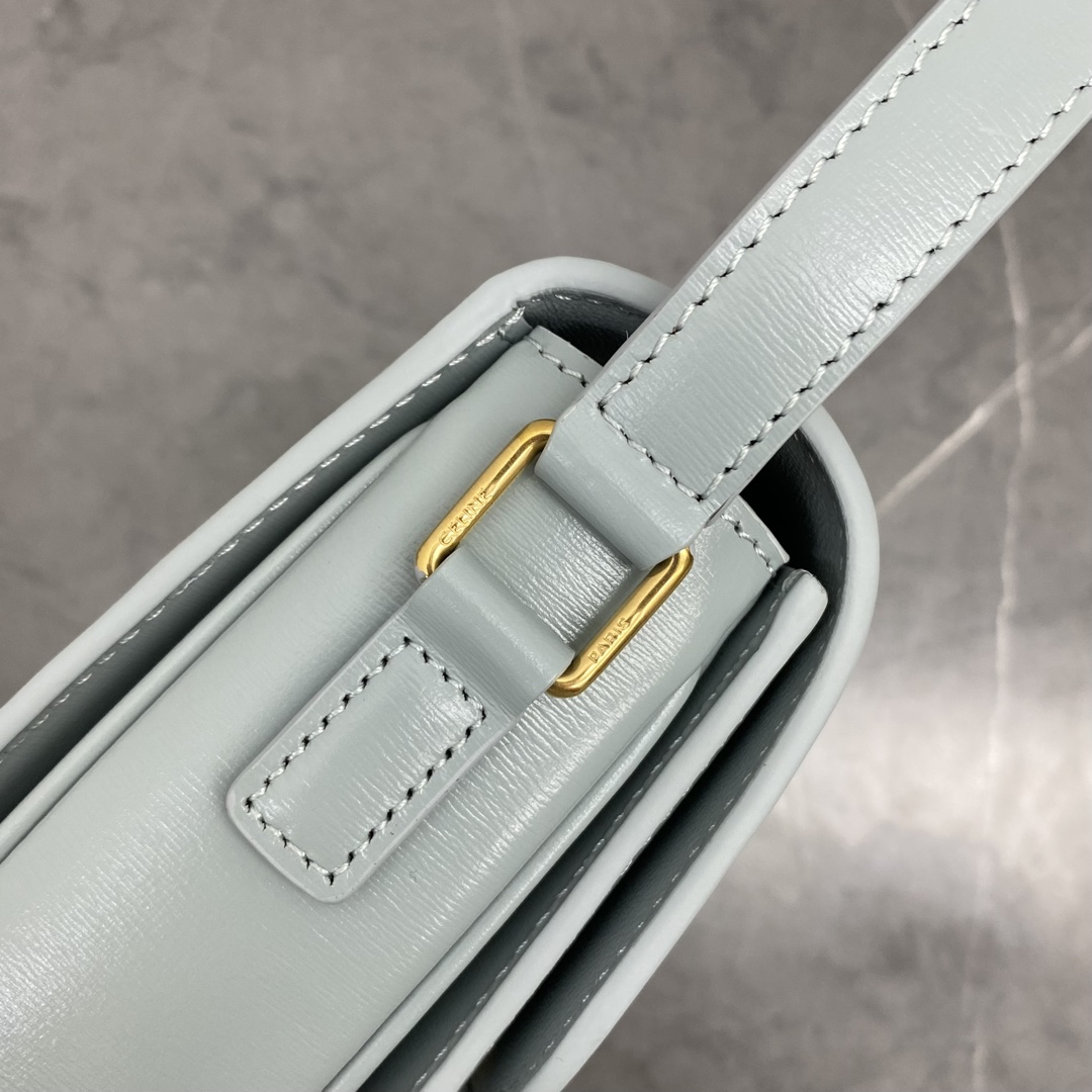 Celine Teen Triomphe Bag In Shiny Calfskin Pale Blue 188423